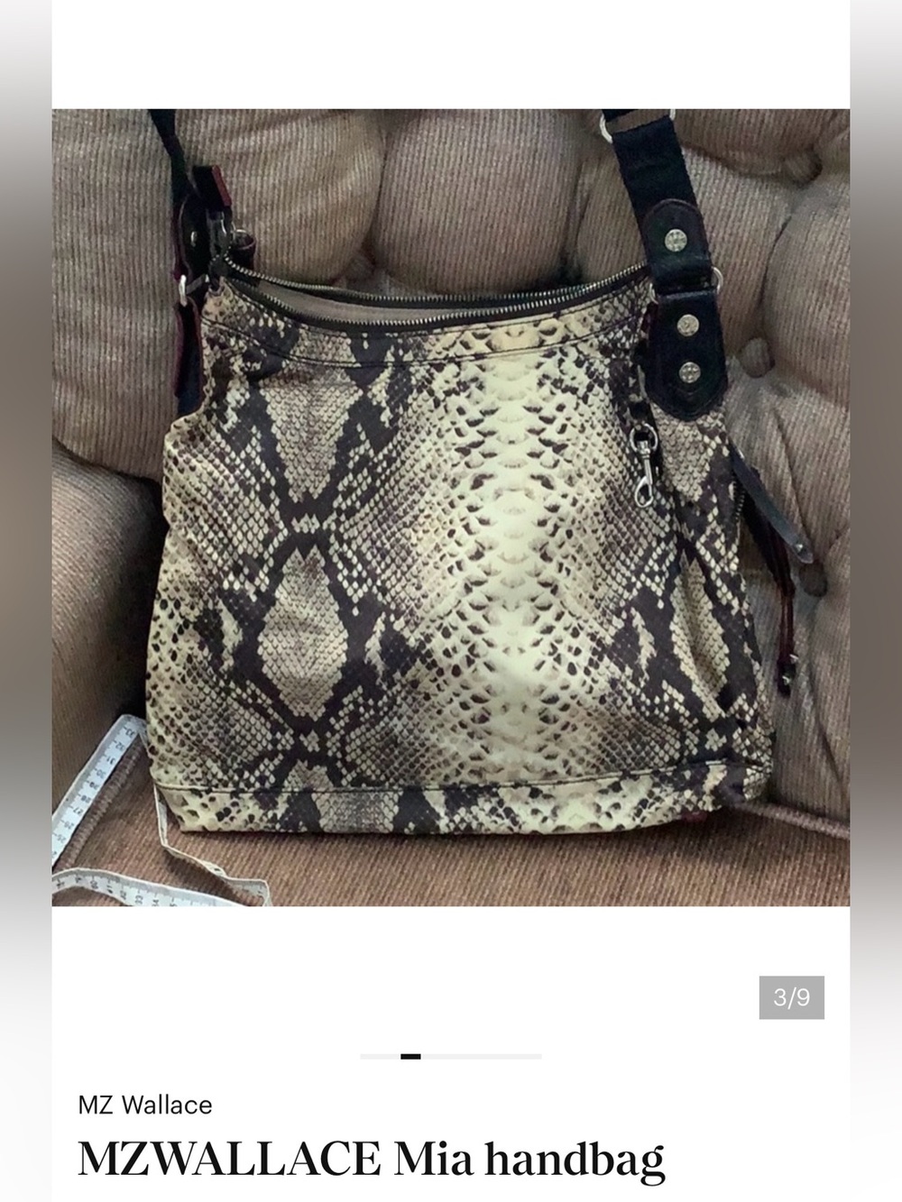 NWOT MZ Wallace  MIA Snake-Print Crossbody Bag in Beige and Black - Picture 3 of 16
